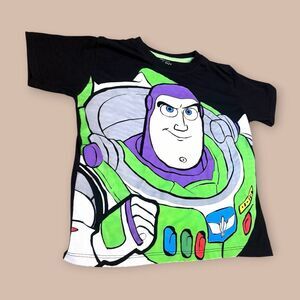 Disney Pixar Toy Story Buzz Lightyear Graphic Tee Crew Neck Boys 5-6 Black/Green